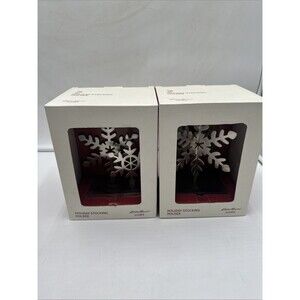 Lot Of 2 New In Box Eddie Bauer Silver Snowflakes Stocking Holder